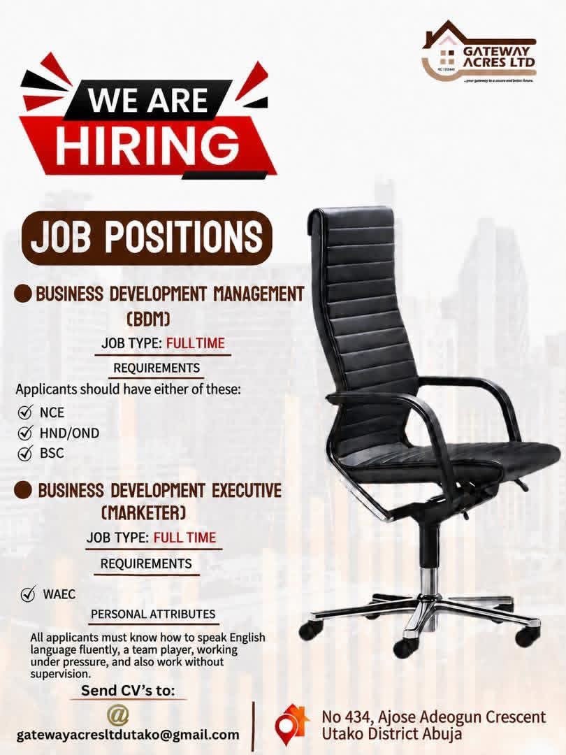 Job Flyer - BUSINESS DEVELOPMENT MANAGEMENT (BDM) at GATEWAY ACRES LTD